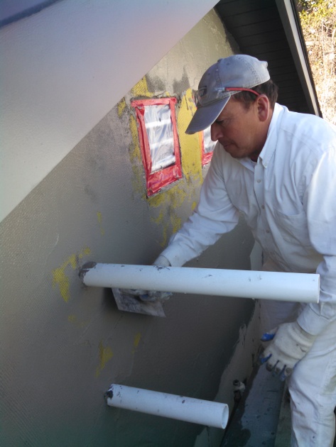Alex applying base and mesh (Basex) crack-reduction system